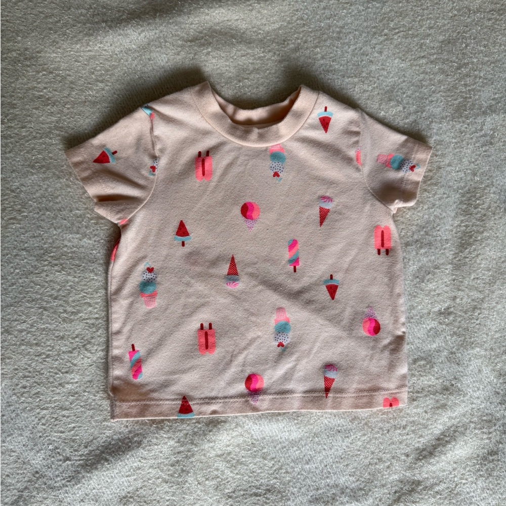 Cat & Jack Pink Short Sleeve Tee with ice cream Print